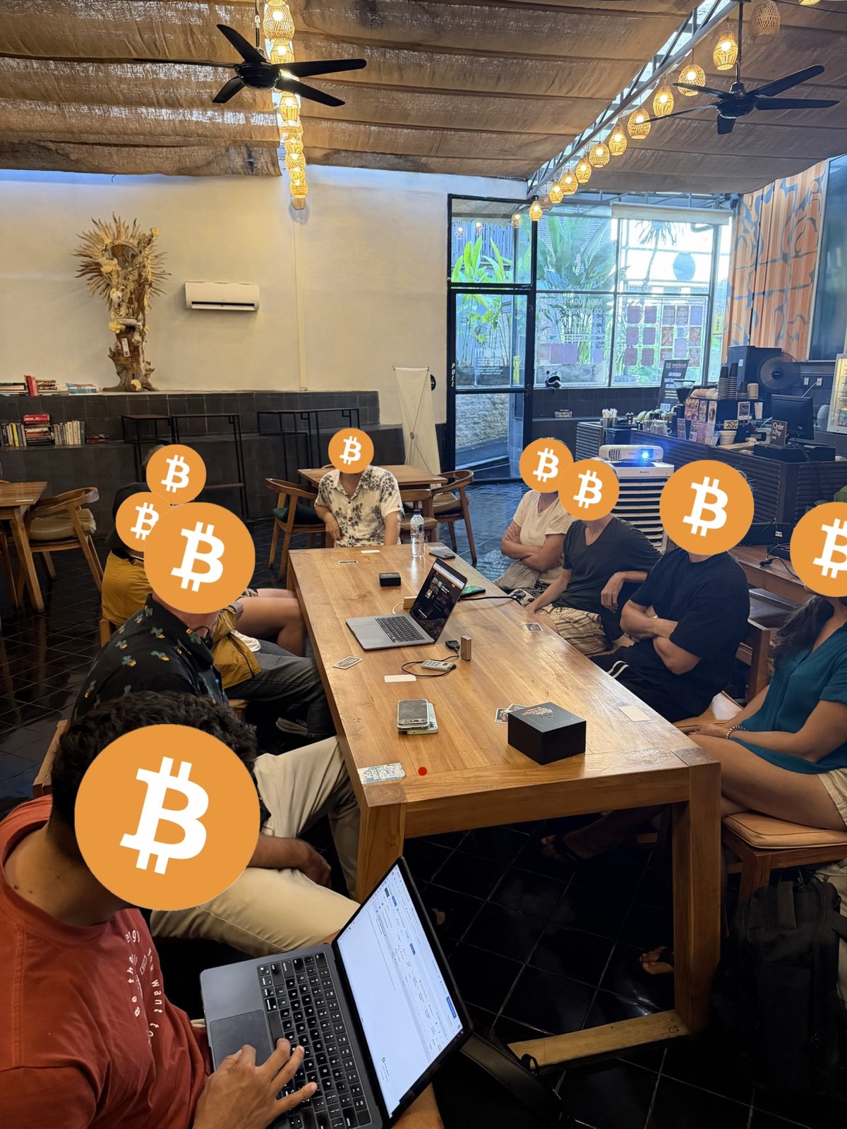 Code Orange roundtable workshop with laptops and Bitcoin devices